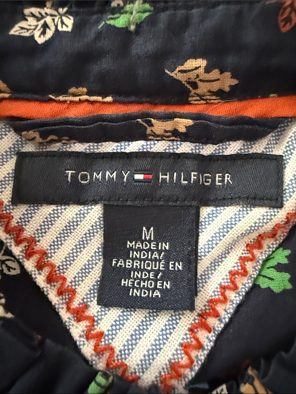 Tommy Hilfiger Navy Autumn Fall Floral Ruffle-Trim Button Down Shirt - Picture 9 of 12